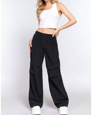 Active Basic Elastice Waist Parachute Pants - Blue