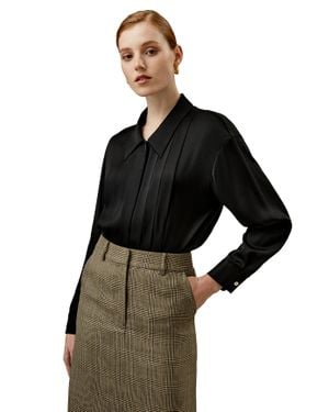 LILYSILK Elagent Pleated Silk Blouse For - Black