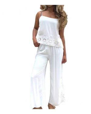 Bobi Eyelet Pant - White