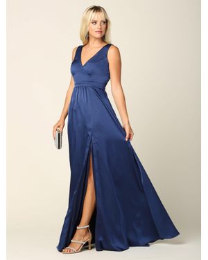 TRUEDAMES Formal Sleeveless Long Bridesmaid Dress - Blue