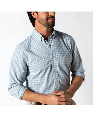 Duck Head Bradley Plaid Long Sleeve Performance Poplin Sport Shirt - Blue