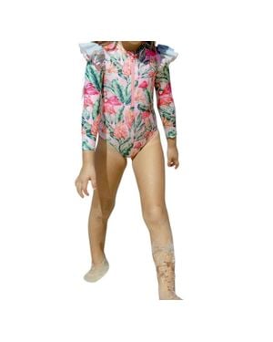 Lia Sahara Girl's Zipper Long Sleeve One Piece - Multicolor