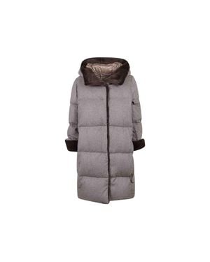 Herno Faux Fur Trim Padded Coat - Gray