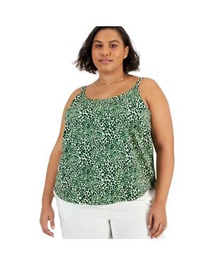 BarIII Tank Top Plus Leopard Print Scoop Neck Camisole Fts1522 - Green