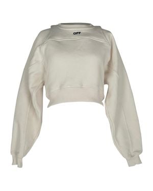 Off-White c/o Virgil Abloh Off Stamp Logo Cropped Sweatshirt - Gray