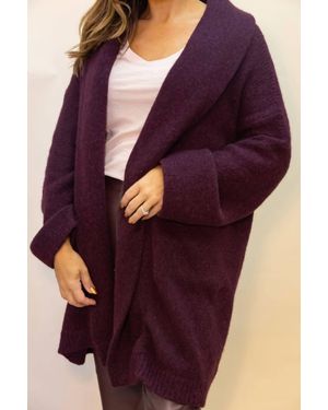 White + Warren Plush Alpaca Blend Luxe Coatigan - Purple