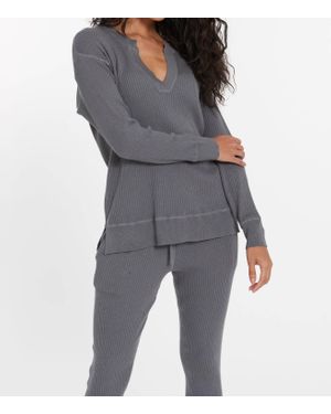 LEIMERE Cabo Split Neck Top - Gray