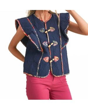 ..,merci Quilted Toggle Detailed Vest - Blue