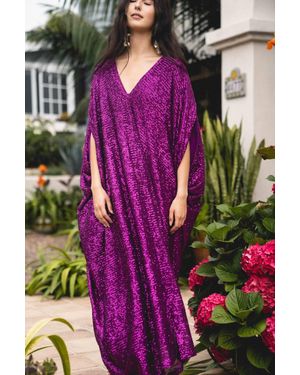 Jennafer Grace Sequin Caftan Kaftan Dress - Purple