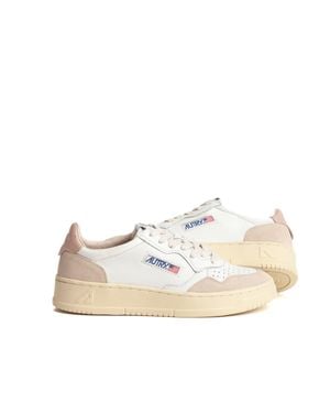 Autry Medalist Leather Suede Heel Sneakers - Natural