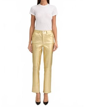 SPRWMN Leather Slim Straight Pants - Natural