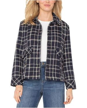 Liverpool Los Angeles Jacket Plaid Button Front Frog856 - Black