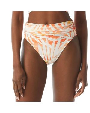 Carmen Marc Valvo Shirred Waist Bikini Wim Bottom - Brown