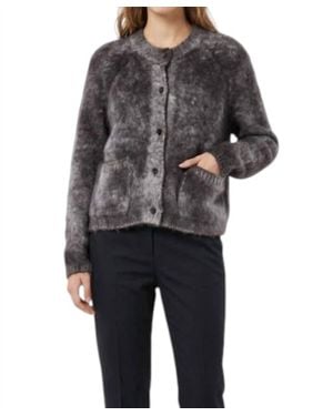 Avant Toi Hand Painted Brushed Cotton Round Neck Cardigan - Black