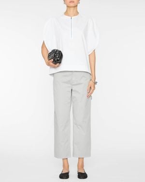 Tibi Eco Poplin Balloon Origami Top - White