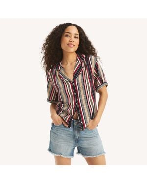 Nautica Striped Camp Shirt - Red