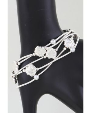 Fashnzfab Multi Seashell Coil Bracelet - Black