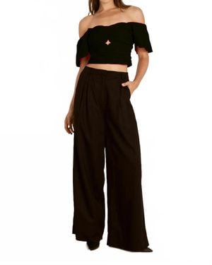 MON RENN Johanna Ruffled Top - Black