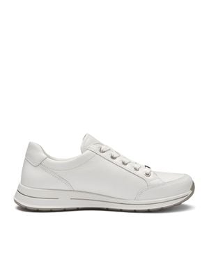 Ara Osaka Minimalist Zipper Leather Sneakers - White