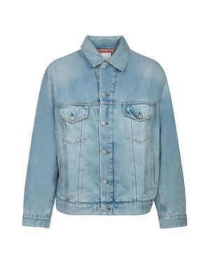 Acne Studios Light Wash Denim Jacket With Button-Up Front - Blue