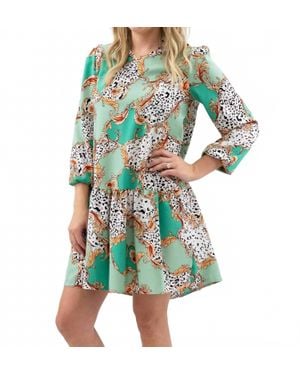 Sundayup Shift Three-Quarter Sleeves Dress - Green
