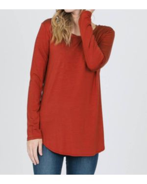 Emma's Closet Modal Long Sleeve Round Neck Top - Red