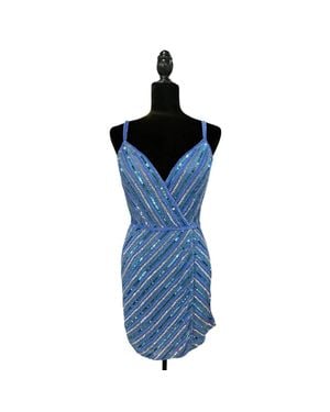 Scala Mini V Neck Dress - Blue