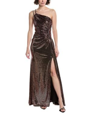 THEIA Roxanne One-Shoulder Gown - Brown