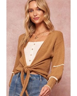 TRUEDAMES A Textured Knit Cardigan Sweater - Blue