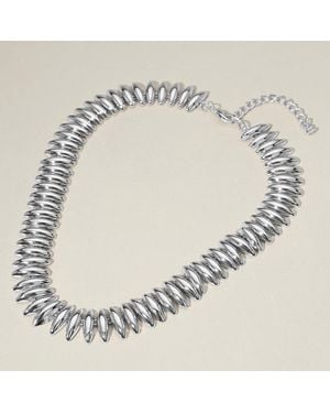 Fashnzfab Edgy Metal Spike Link Necklace - Metallic