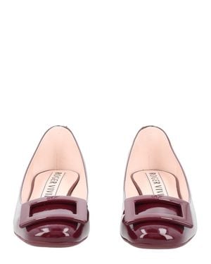 Roger Vivier Glossy Patent Calfskin Ballerina Flats With Rectangular Buckle - Red