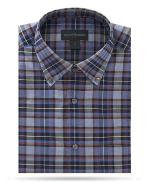 Scott Barber Check Long-Sleeve Sport Shirt - Blue