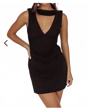 One And Only Collective Draped Neck Mini Dress - Black