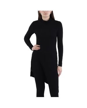 BCBGMAXAZRIA Asymmetric Rayon Turtleneck Top - Black