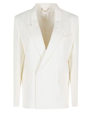 Victoria Beckham Double-Breasted Tailored Viscose Blazer - White