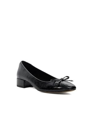 Dune Hollies Pump 9B Leather Slip-On Block Heel Htat1029 - Black