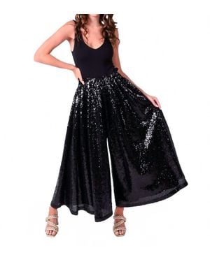 Emily Mccarthy Palazzo Sequin Pant - Black