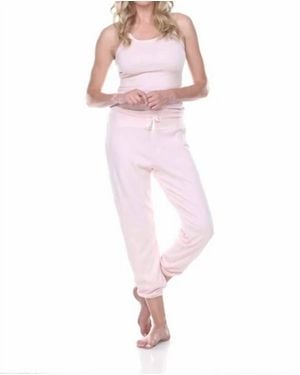 PJ Harlow Dena Rib Sweatpant With Elastic Ankle And Back Pockets - Pink