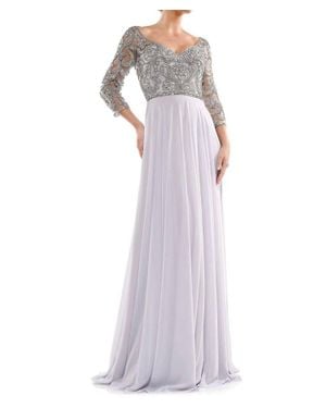 Marsoni by Colors Beaded Applique Chiffon Dress - Purple