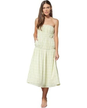 Line & Dot Oakley Midi Dress Checkered A-Line Preppy Jdm878 - Green