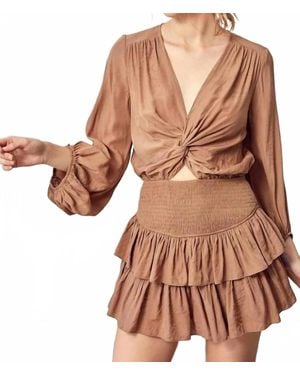 Mustard Seed Don'T Get It Twisted Ruffle Romper - Brown