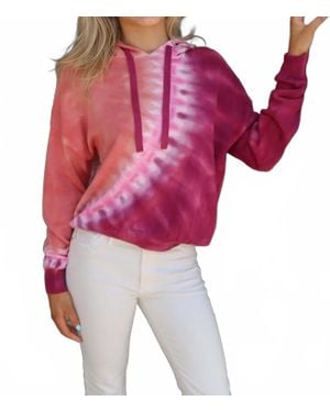 Brodie Cashmere Burnout Tie Dye Hoodie - Red