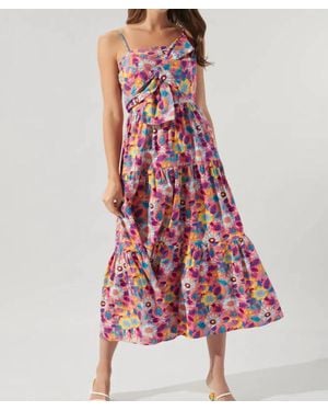Sugarlips Floral Poplin Maxi Dress - Red