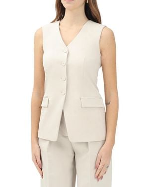 Patrizia Pepe Tailored V-Neck Polyester-Blend Vest - White