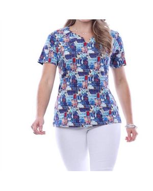 parsley & sage Casey Zig Zag Top - Blue