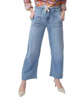 Le Jean Weightless Utility Crop Barrel Jeans - Blue
