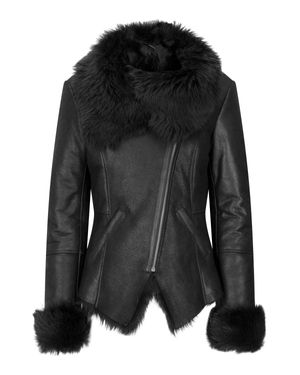 TruClothing Short Toscana Sheepskin Winter Jacket - Black