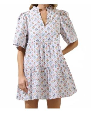 Sugarlips Lara Floral Dixie Split Neck Shift Dress - White