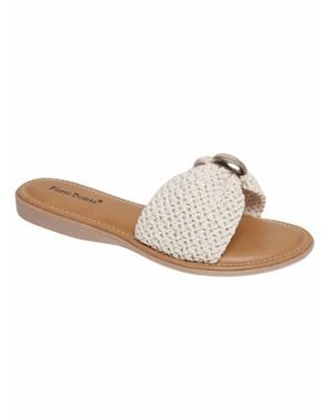 Olem Charming Bow Slide Sandals - White