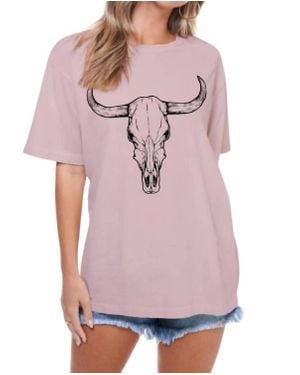 Zutter Longhorn Graphic Tee Top - Pink